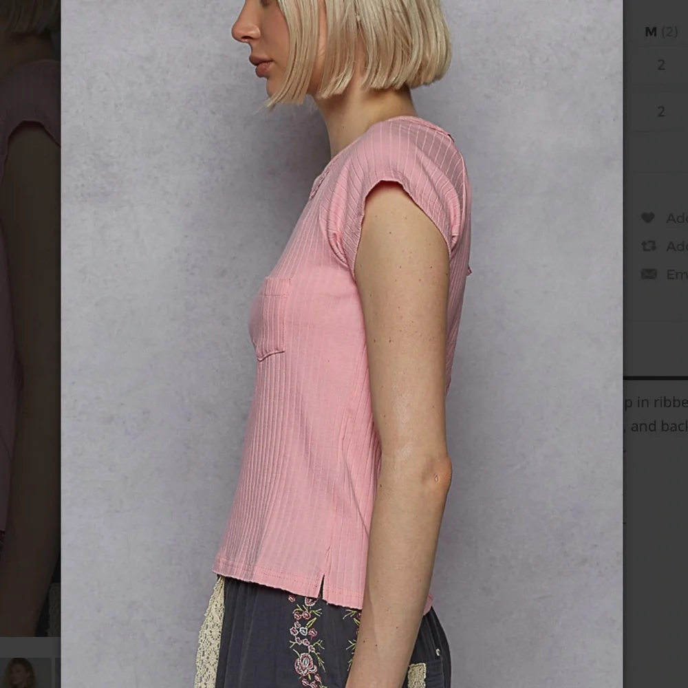 POL Pink Ribbed Top Lace Detail - Picture 3 of 6
